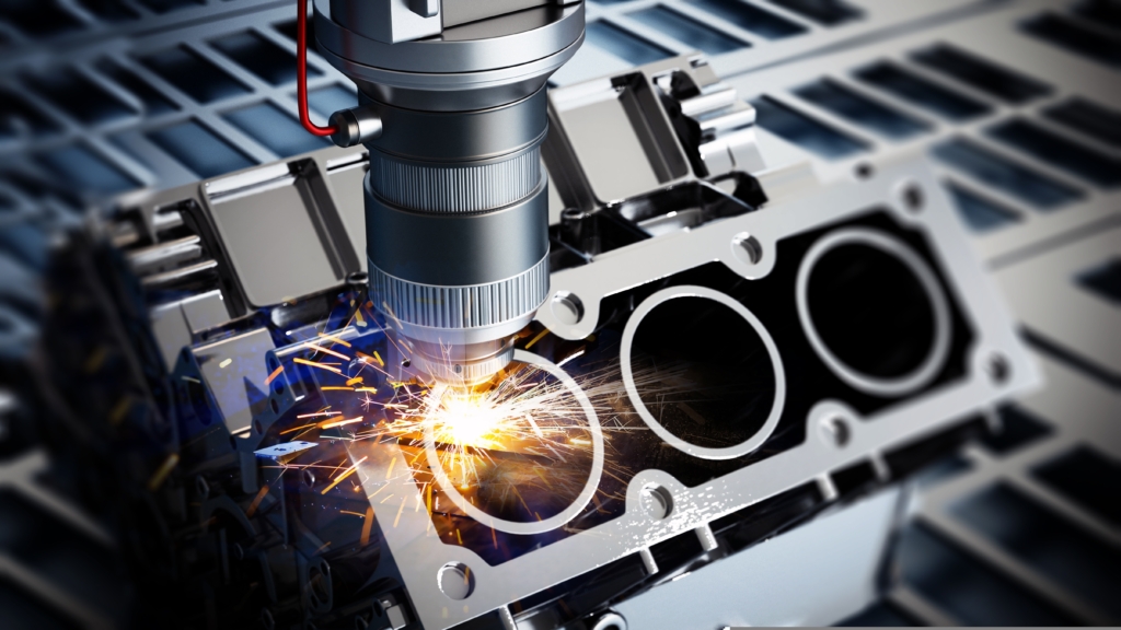 Laser assisting in the manufacturing an engine block